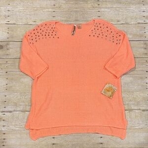 NWT Eyeshadow Coral Sweater with Studded Accents
